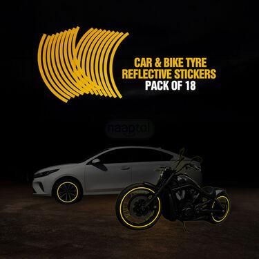 RoadGlow Reflective Tyre Stickers (18 stripes of Yellow Colour)
